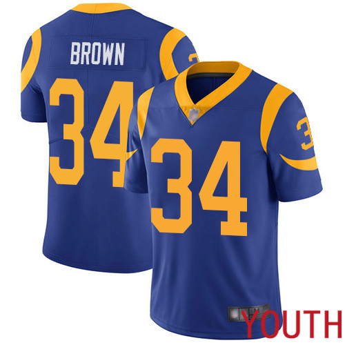 Los Angeles Rams Limited Royal Blue Youth Malcolm Brown Alternate Jersey NFL Football 34 Vapor Untouchable